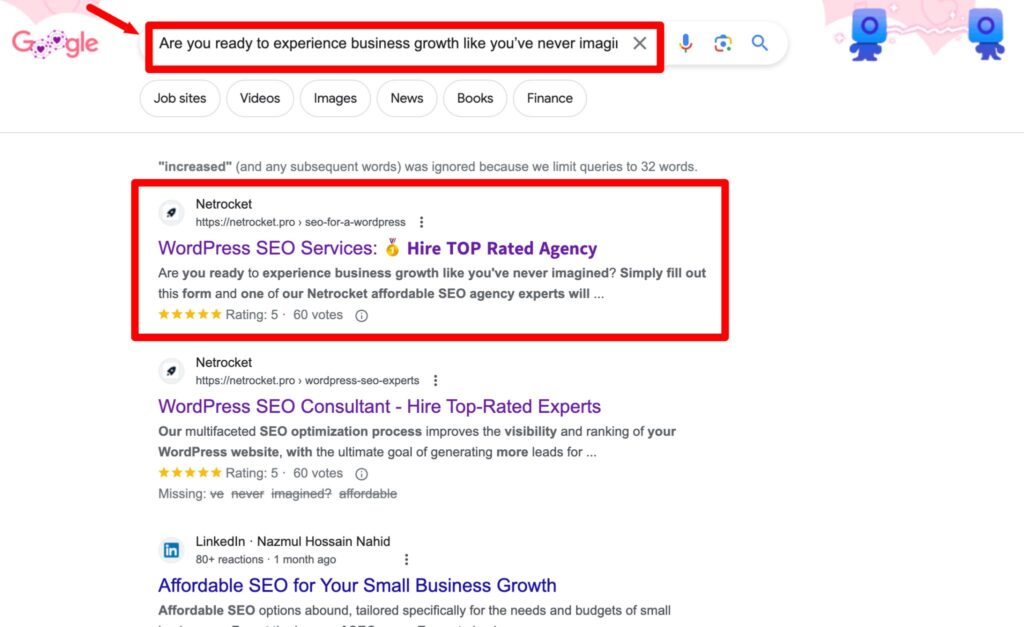 Google recognizes Netrocket website as an Author and ranks it in the first place
