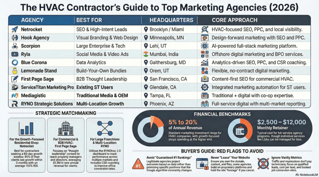 TLDR Comparison Table: 10 Top HVAC Marketing Agencies