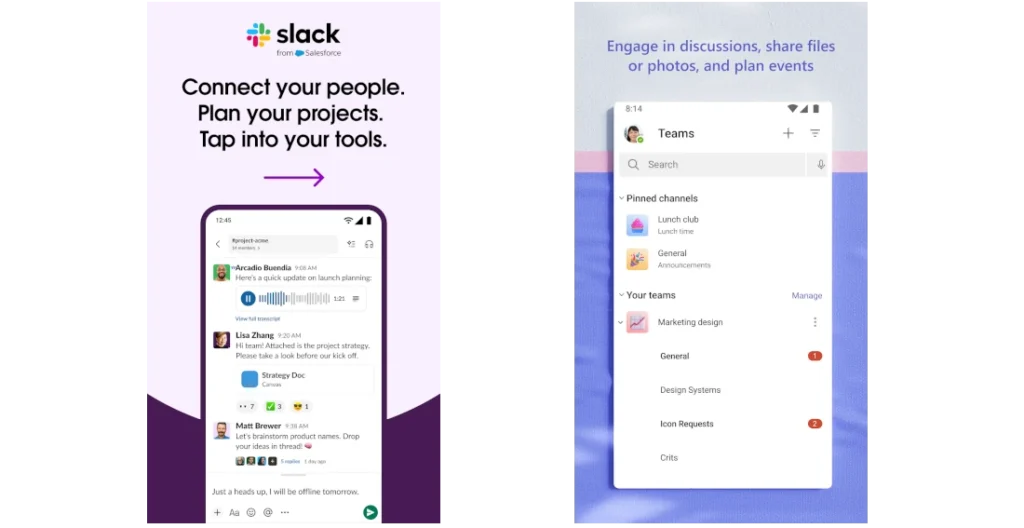 Slack and Microsoft Teams